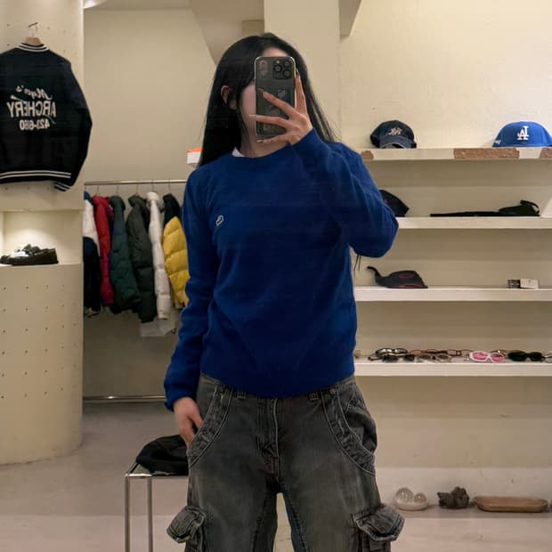 라코스테 스몰로고 블루 니트 U854