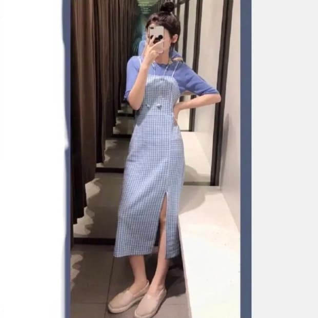 95) ZARA 자라 깅엄체크 원피스