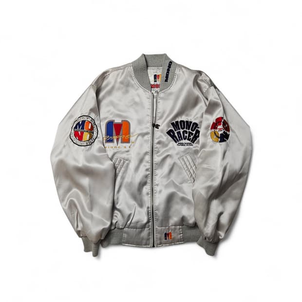 1990s 모노레이싱 빈티지 사틴 바시티 자켓 XL