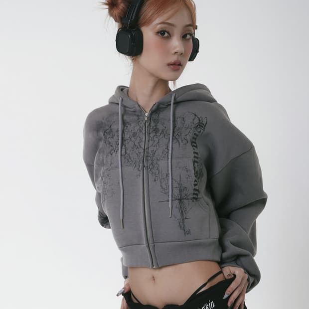 허그유어스킨 플러피 후드집업