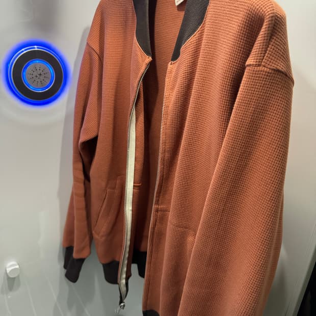 브론슨 논스탁 와플 오픈 집업 스웨터 (오렌지) - M