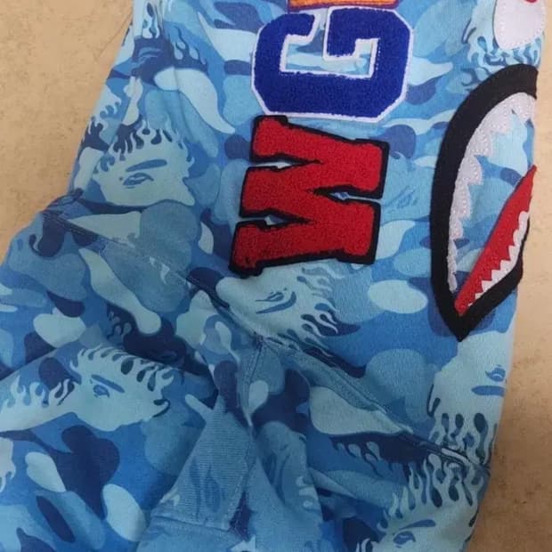 베이프 블루 카모 후드집업 M