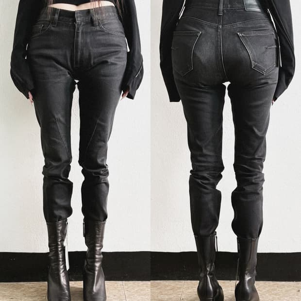 존로렌스설리반 왁스코팅 슬림 스트레이트핏 데님