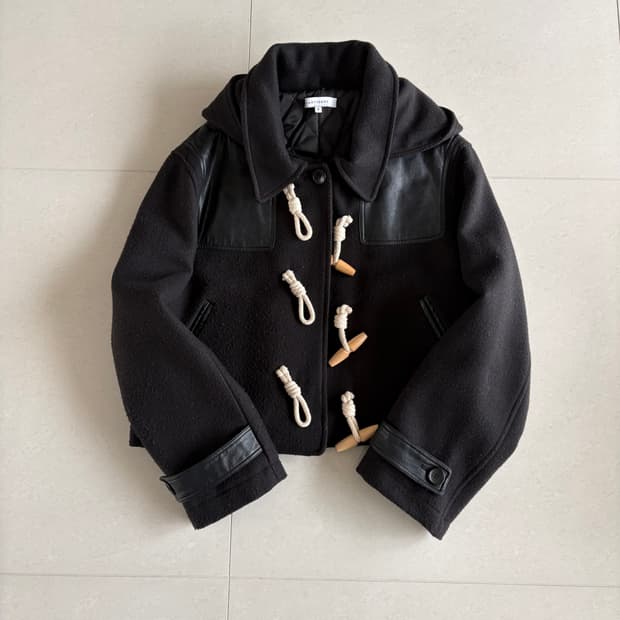 라티젠 더플 코트 크롭 후드 떡볶이 자켓