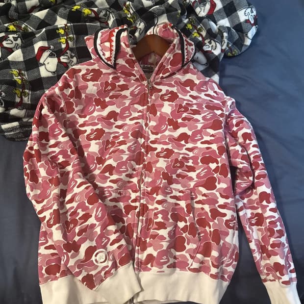 베이프 ABC 카모 샤크 후드집업 핑크