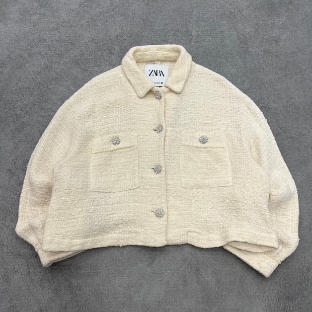 XL 자라 크롭 트위드 자켓