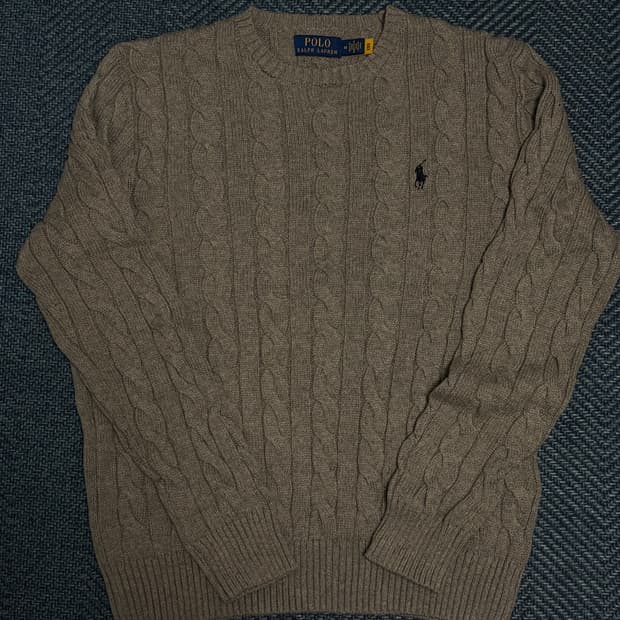 폴로 케이블 니트 그레이 m 