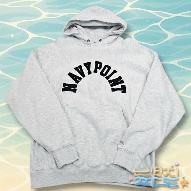 M 아웃스탠딩 NAVYPOINT 빈티지 자수 스웻후드