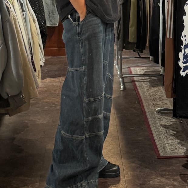 자라 플레어핏 바이커진 와이드 데님팬츠 34