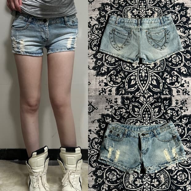 vintage stud denim shorts