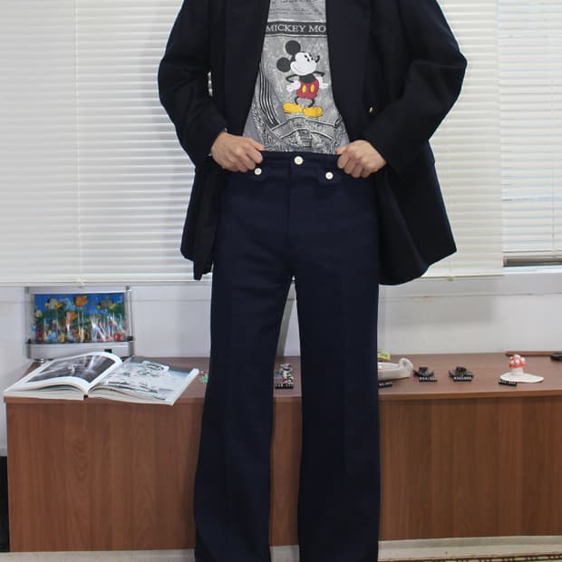 빈티지 에드윈 네이비 와이드 폴리 팬츠 슬랙스