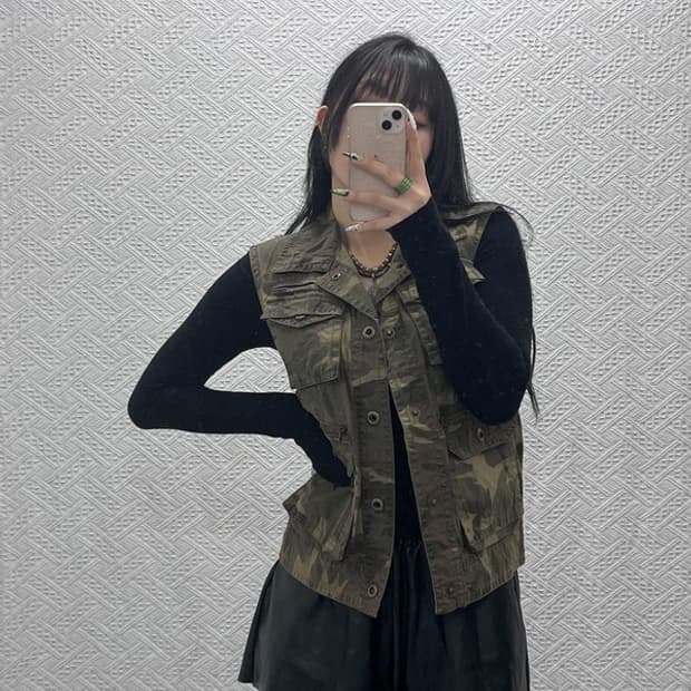 DOHC 빈티지 밀리터리 카모 멀티포켓 워크 조끼 M C08861