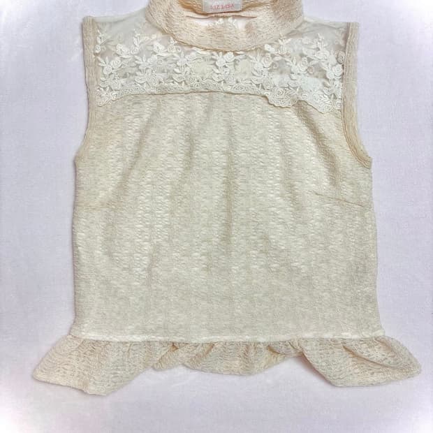 리즈리사 고전 레이스 민소매 탑 히메갸루 라떼갸루