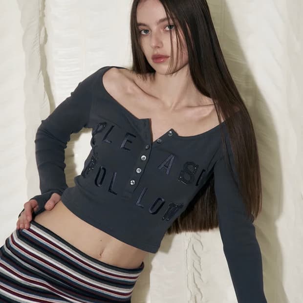 플리즈노팔로우 메간 패치 롱슬리브 탑