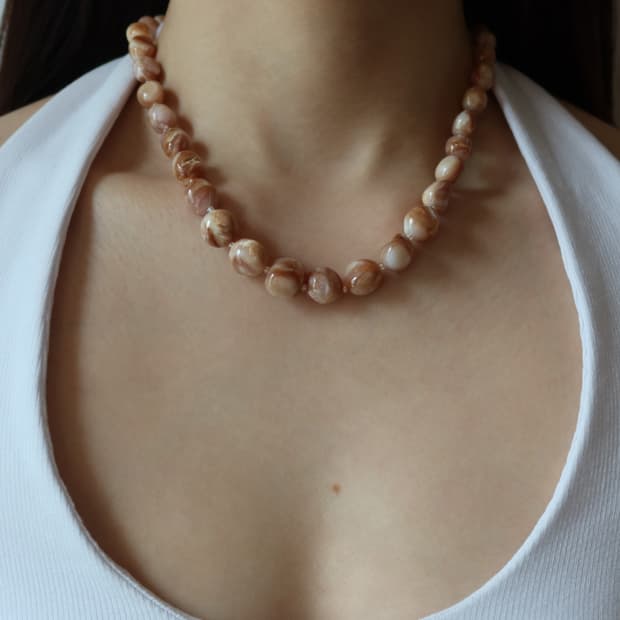 blush pebble necklace