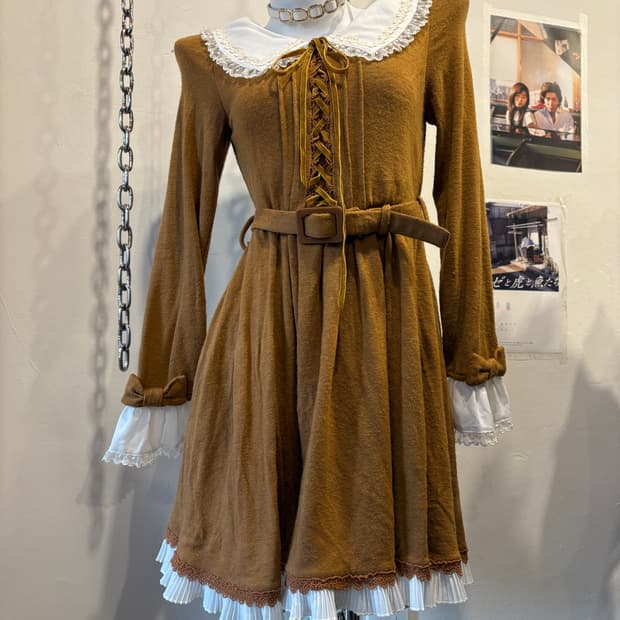 liz lisa 리즈리사 레이스 리본 스트랩 브라운 원피스 러블리 갸루