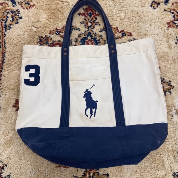 폴로 빅포니 캔버스 토트백