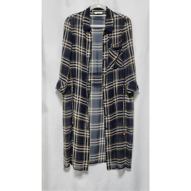 ZISHEN 지센 체크 시스루 롱셔츠(90)