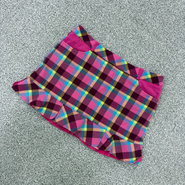 76 커터앤백 골프 체크 스커트 핑크 0319J