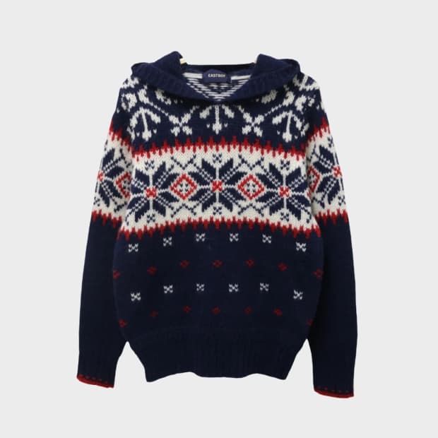 이스트보이 눈꽃패턴 울 후드 니트 61510