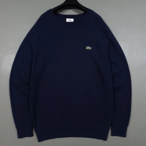 100) 라코스테 라이브 신형 21FW 크록 니트 크루넥 스웨터 네이비
