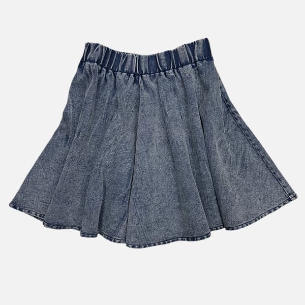 stone washing flare denim skirt