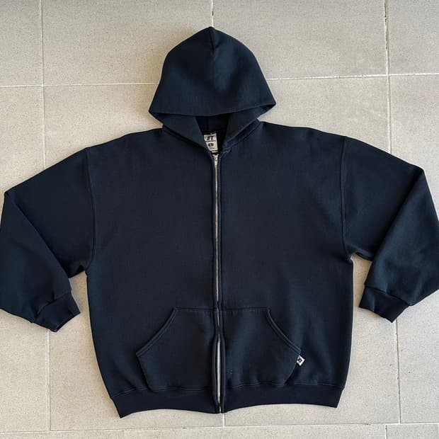 빈티지 러셀 후드집업 블랙 L