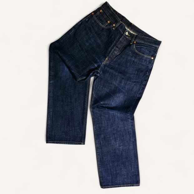 [34][아웃스탠딩]30S 신치백 셀비지 와이드 데님팬츠