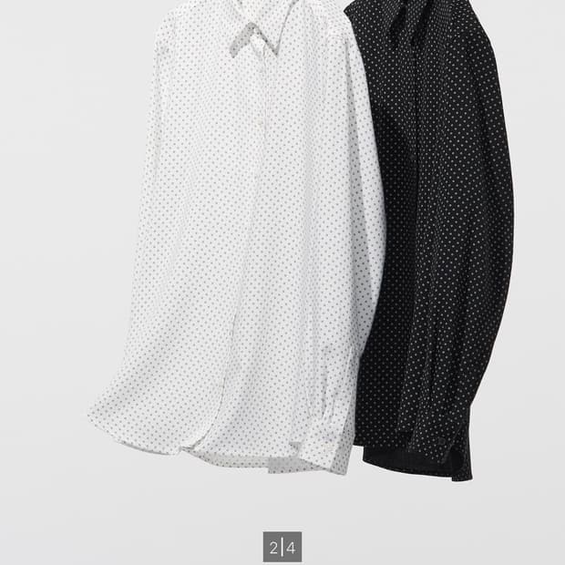 유니클로 도트 블라우스 레이온 셔츠