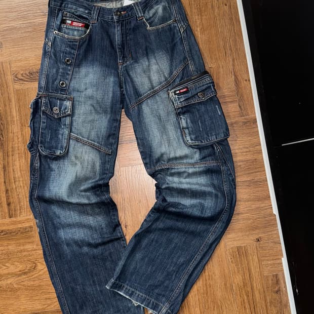 후부 데님 카고팬츠 