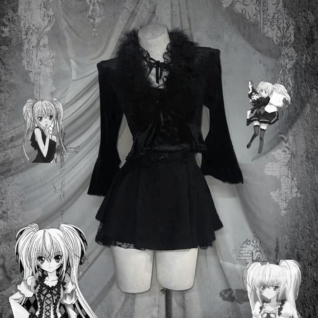 세라깔 블랙 고스고딕 아일렛 코디세트 