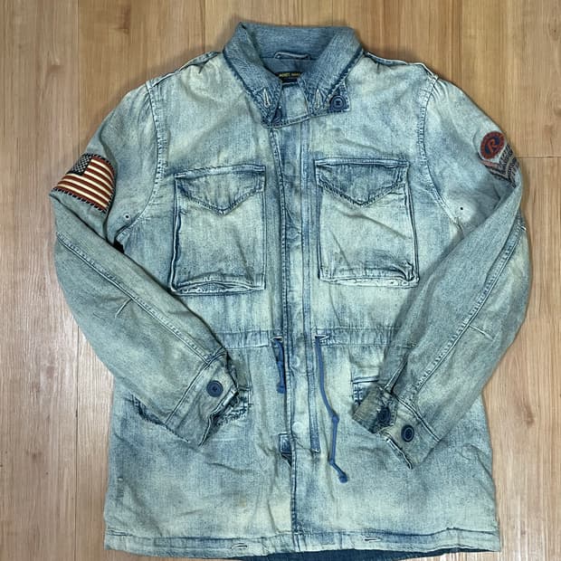 폴로 성조기 워싱 데님 청자켓 