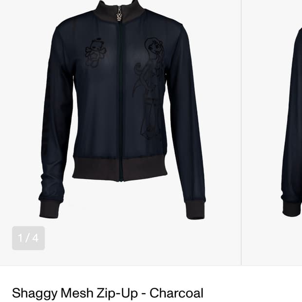 샬롬 Shaggy Mesh Zip-Up - Charcoal