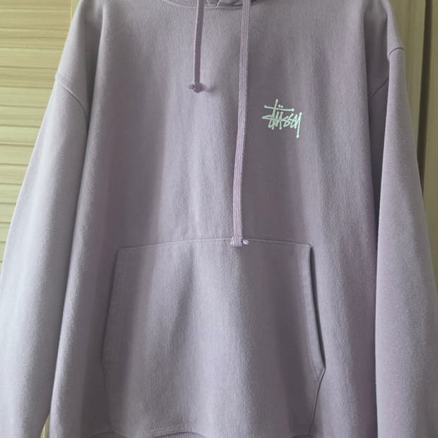스투시 로고 후드 오키드 L