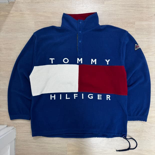 타미힐피거 빅플래그 하프버튼 후리스 L