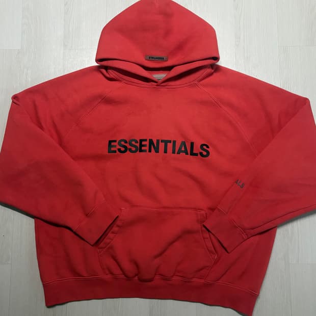 ESSENTIALS 레드 염색 커스텀 후드티