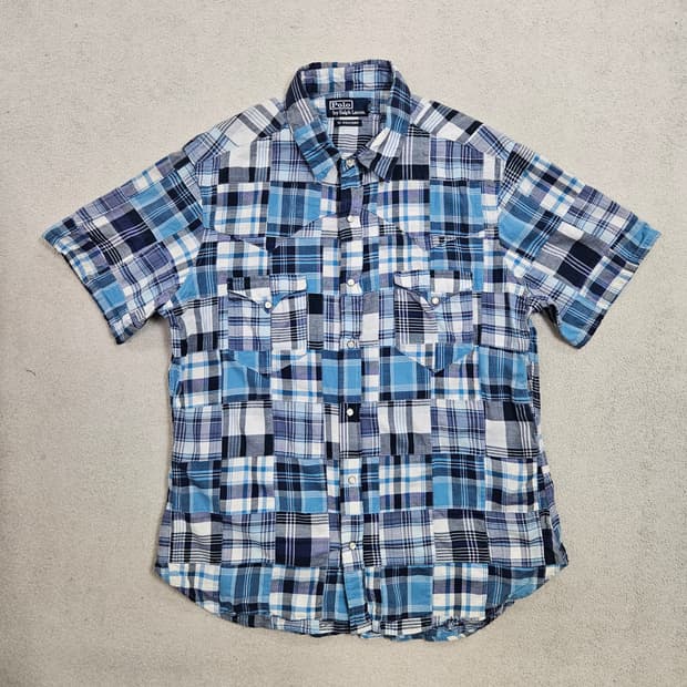 폴로 랄프 로렌 패치워크 웨스턴 반팔 셔츠 L