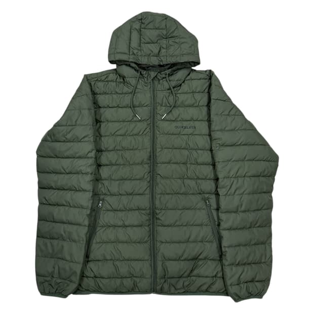 퀵실버 카키 그린 후드 경량패딩 자켓 L