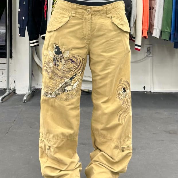 카라쿠리 타마시 오리엔탈 자수 팬츠