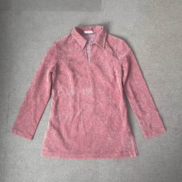 인디고 핑크 벨벳 시스루 탑