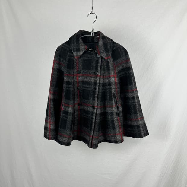 Vintage 울 체크 패턴 자켓