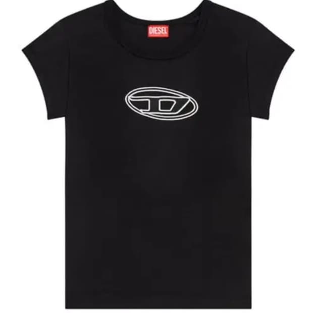 디젤 블랙 로고 반팔 티셔츠 xs