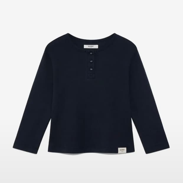 글로니 3/4 버튼 플라이 티 네이비