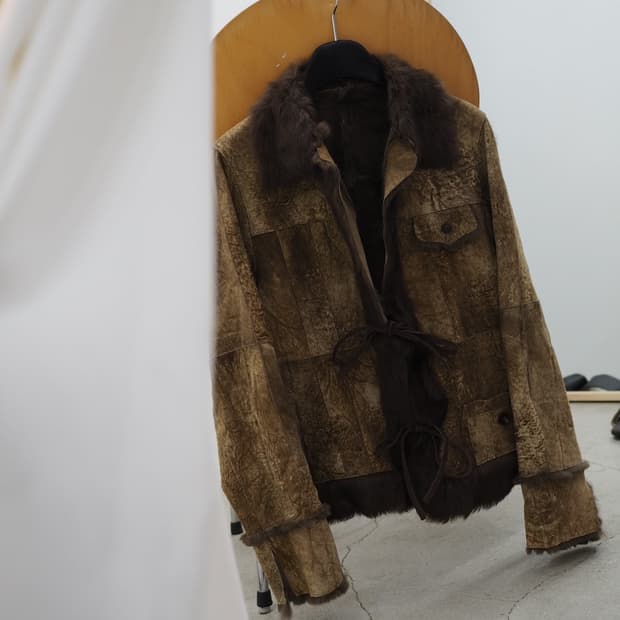 GERVE rabbit fur leather jacket 