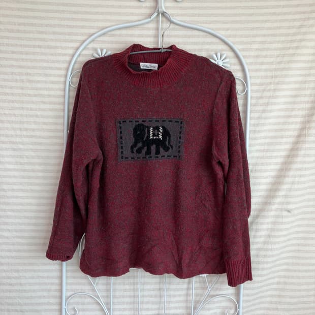 빈티지 레드 엘리펀트 폴라니트 y2k 스트릿 갸루 펑키 일본빈티지654 
