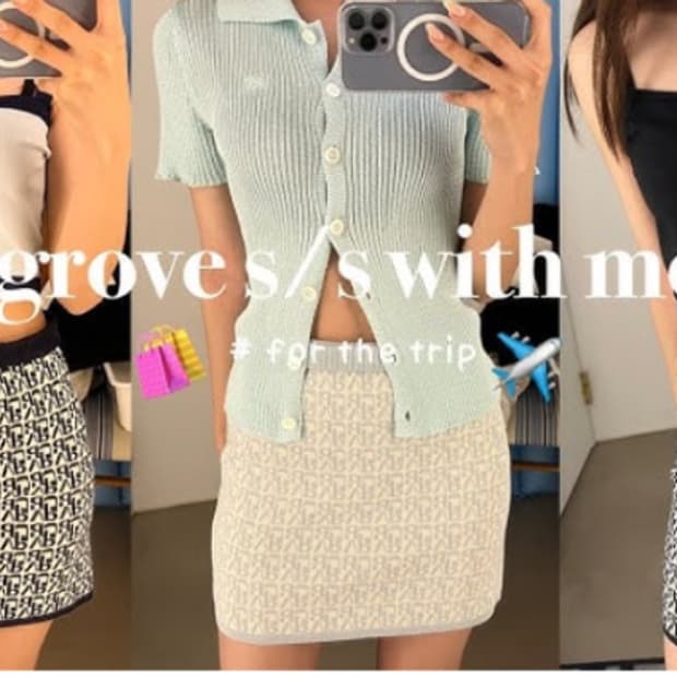 그로브 니트 미니스커트