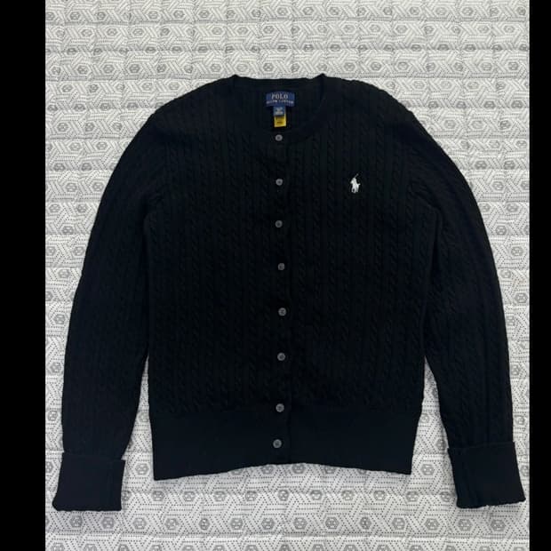 폴로 케이블 가디건 블랙 ~66 신형