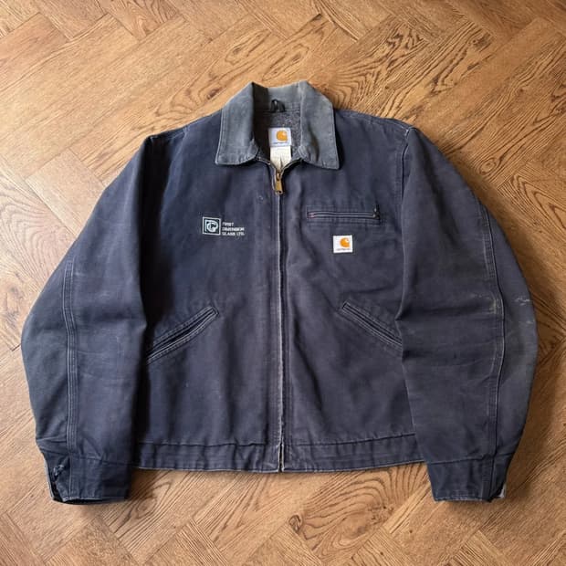[L]칼하트 USA J01 빈티지 워싱 다크네이비 디트로이트 워크 자켓