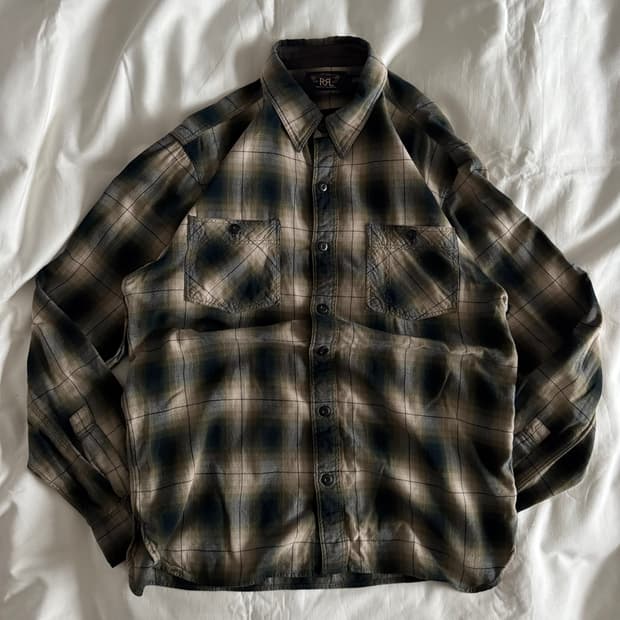 [L] RRL 더블알엘 옴브레 체크 셔츠