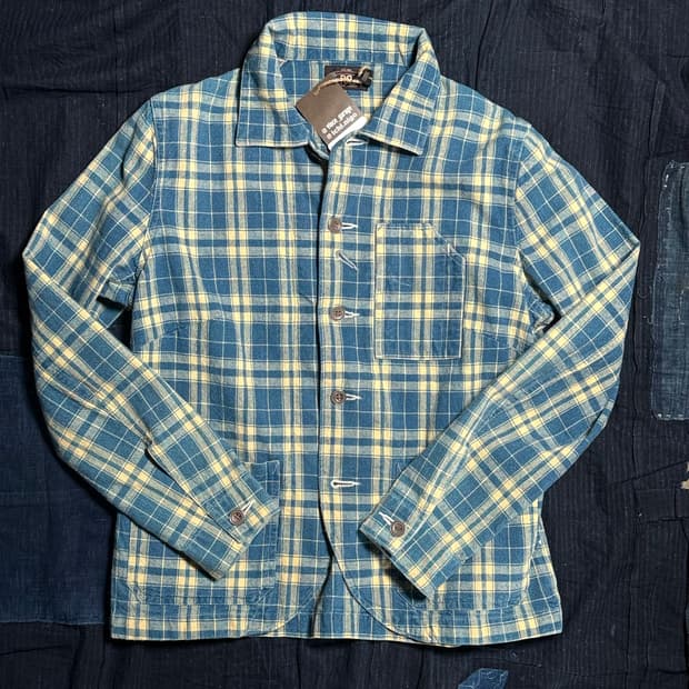 R.R.L 우먼스 플래드 인디고 코튼-린넨 자켓 인디고/크림 3